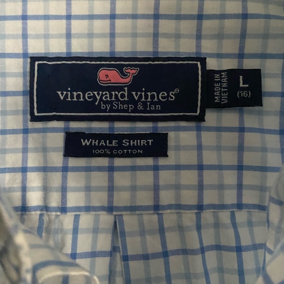 Vineyard Vines Boys Blue button down size L(16) - Picture 2 of 3